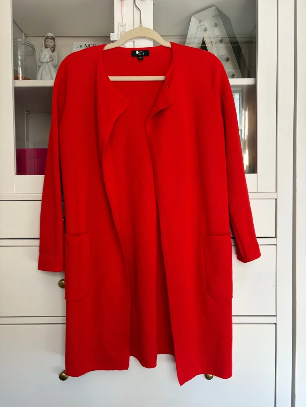 J. Crew Red Open-Front Long Cardigan